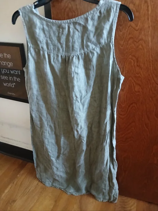 LINA TOMEI sage green sequin linen shift mini dress - Picture 7 of 7